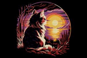 Cat Watching Sunset Embroidery Design