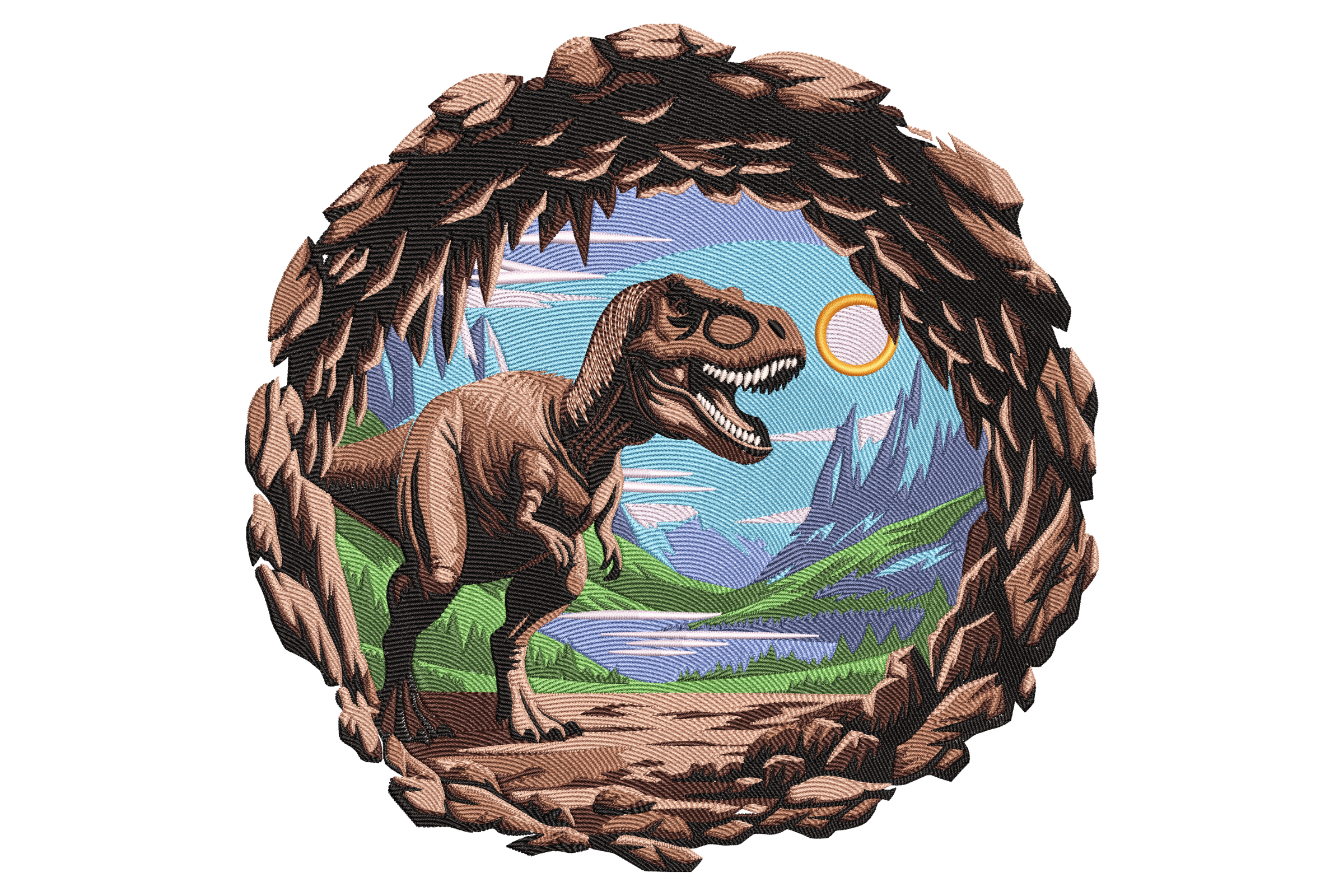 Cave T-Rex Embroidery Design