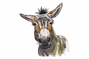 Cheerful Donkey Head Embroidery Design
