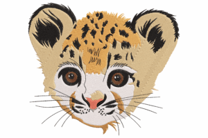 Cheetah Cub Face Embroidery Design