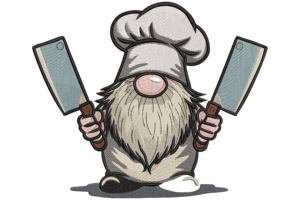 Chef Gnome with Cleavers Embroidery Design