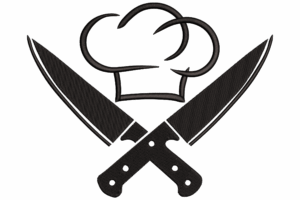 Chef Hat with Crossed Knives Embroidery Design