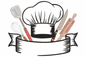 Chef Hat with Kitchen Tools Embroidery Design