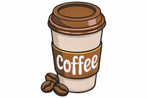 Coffee Takeaway Cup Embroidery Design