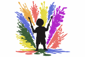 Color Splash Kid Embroidery Design
