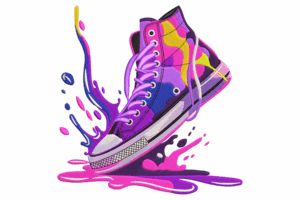 Color Splash Sneaker Embroidery Design