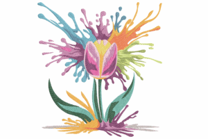 Color Splash Tulip Embroidery Design