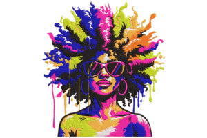 Colorful Afro Woman Embroidery Design