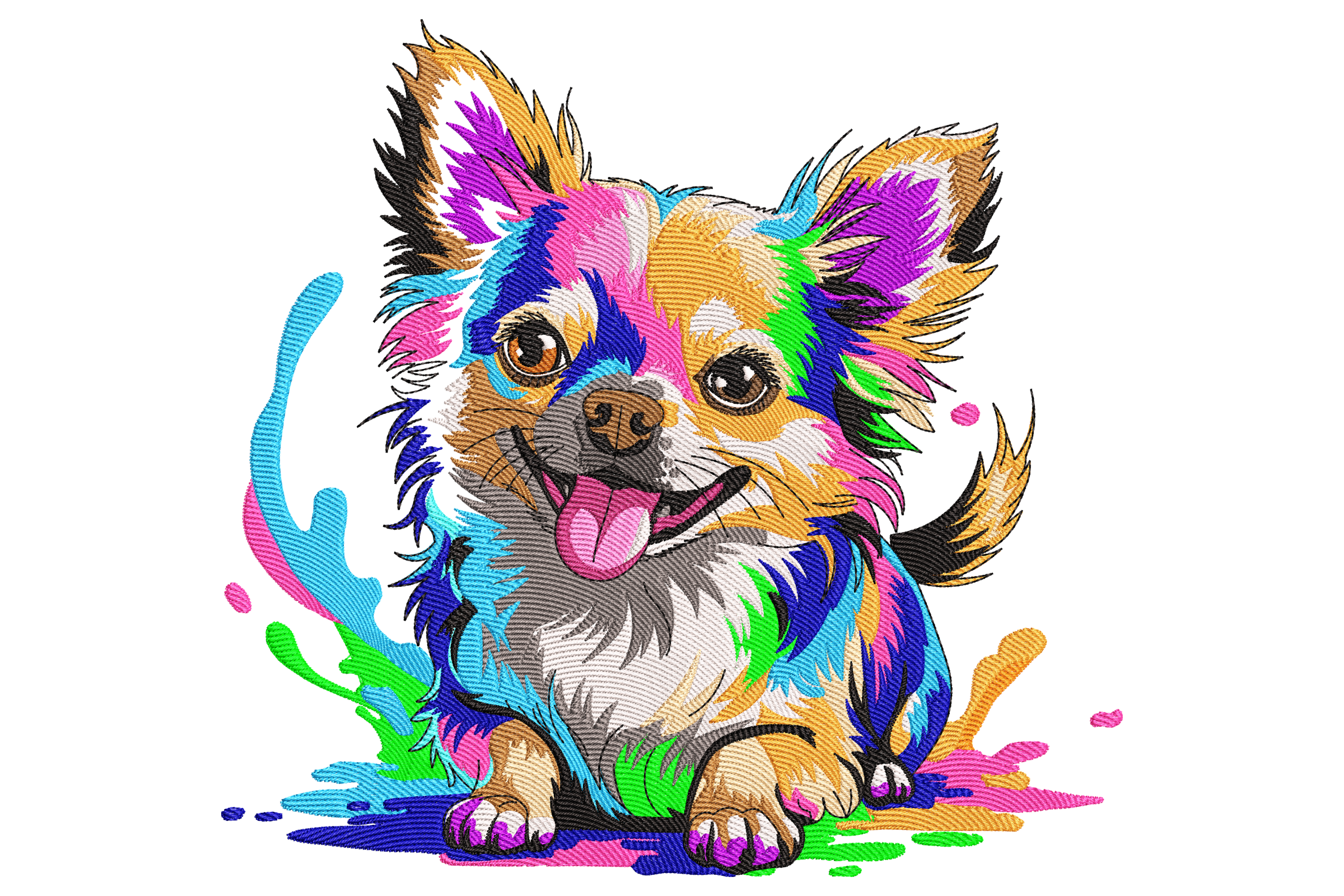 Colorful Chihuahua Embroidery Design