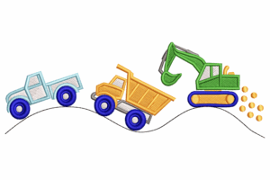 Colorful Construction Vehicles Embroidery Design