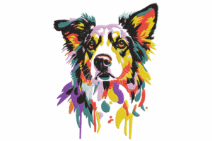 Colorful Dog Embroidery Design