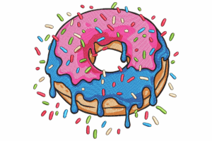 Colorful Donut Embroidery Design
