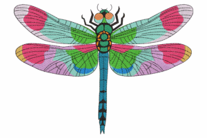 Colorful Dragonfly Embroidery Design