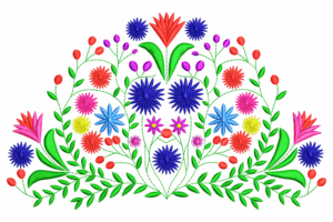 Colorful Folk Floral Embroidery Design
