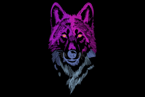Colorful Gradient Wolf Head Embroidery Design