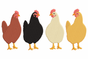 Colorful Hens Machine Embroidery Design