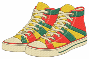 Colorful High-Top Sneakers Embroidery Design