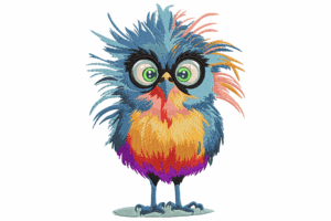 Colorful Nerdy Owl Embroidery Design