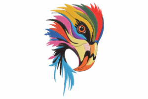 Colorful Parrot Head Embroidery Design