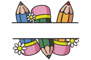 Colorful Pencil Border Embroidery Design