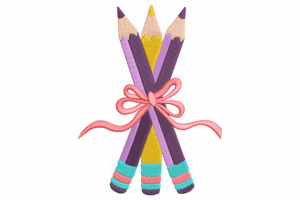 Colorful Pencil Trio Embroidery Design