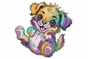 Colorful Puppy Embroidery Design