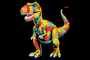 Colorful Puzzle Dinosaur Embroidery Design