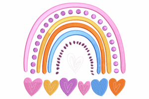 Colorful Rainbow Hearts Embroidery Design