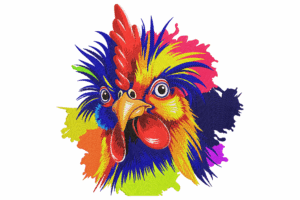 Colorful Rooster Head Embroidery Design