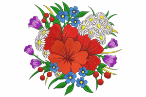 Colorful Wildflower Bouquet Embroidery Design