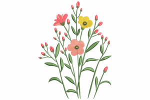 Colorful Wildflower Bouquet Machine Embroidery Design