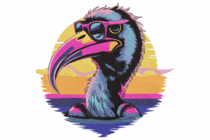 Cool Sunset Bird Embroidery Design