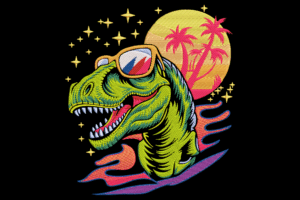 Cool T-Rex with Sunglasses Embroidery Design