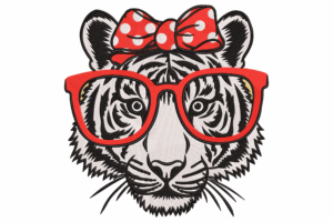 Cool Tiger with Glasses Embroidery Design