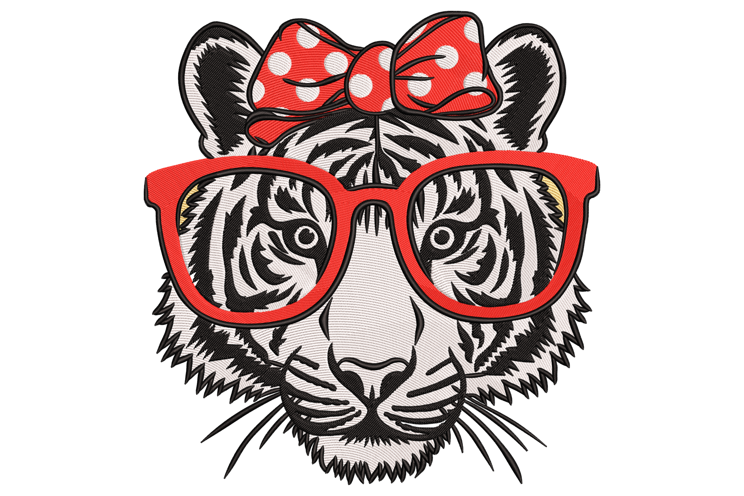 Cool Tiger with Glasses Embroidery Design