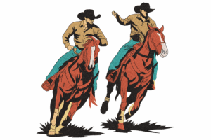 Cowboy Riders on Horses Embroidery Design