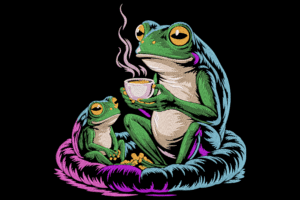 Cozy Frogs with Coffee Embroidery Design