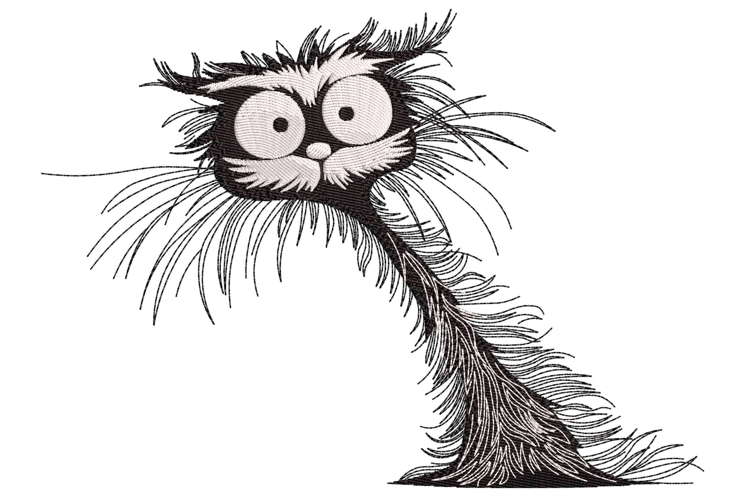 Crazy Furry Cat Embroidery Design