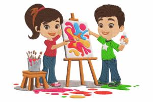 Creative Kids Painting Embroidery Design