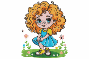 Curly Girl Embroidery Design