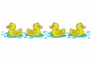 Cute Baby Duck Row Embroidery Design