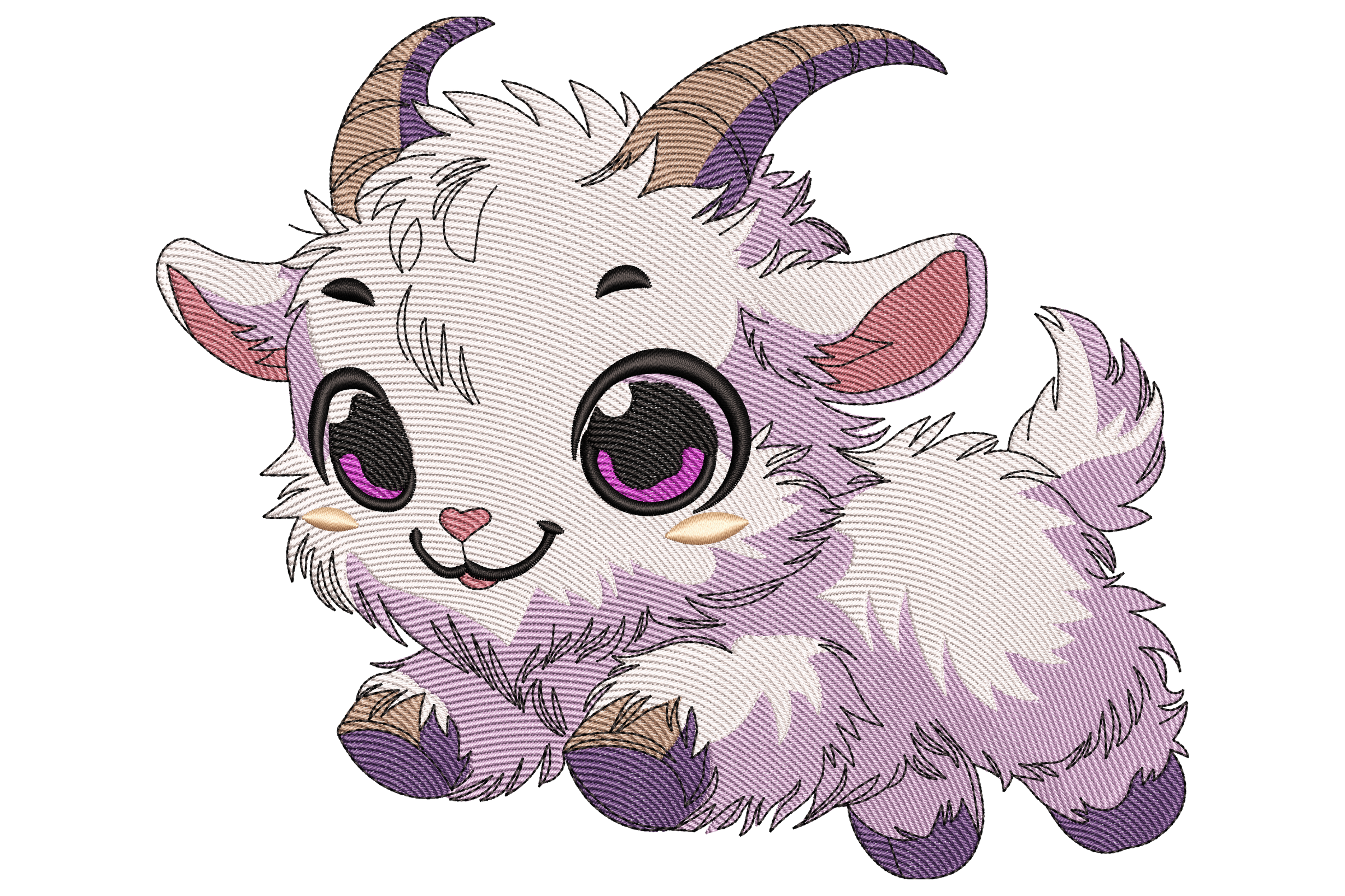 Cute Baby Goat Machine Embroidery Design