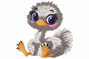 Cute Baby Ostrich Embroidery Design