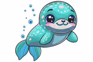 Cute Baby Seal Embroidery Design