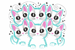 Cute Cluster of Kittens Embroidery Design