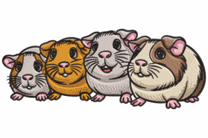 Cute Guinea Pig Family Embroidery Design