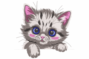 Cute Peekaboo Kitten Embroidery Design