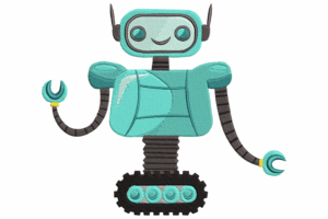 Cute Robot Embroidery Design