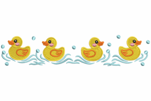 Cute Rubber Duck Border Embroidery Design