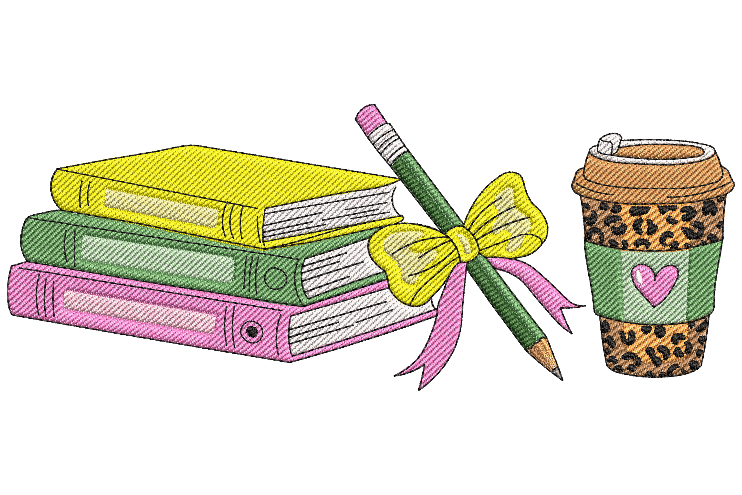 Cute School Supplies Embroidery Design